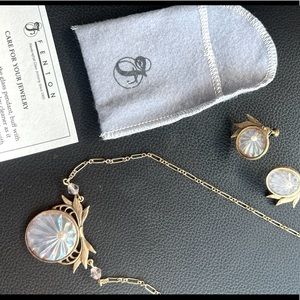 Rare Fenton Iridescent Amethyst Necklace & Clip Earrings by Margarita de Santis